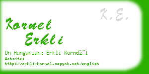 kornel erkli business card